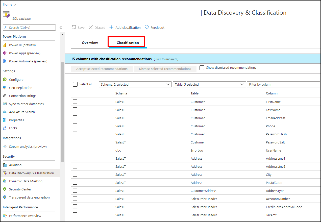 Recommendations for classification