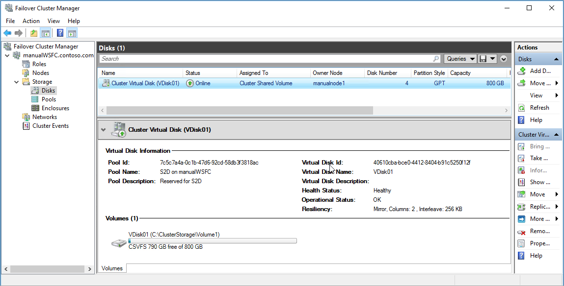 Screenshot of a Cluster Shared Volume with Storage Spaces Direct.