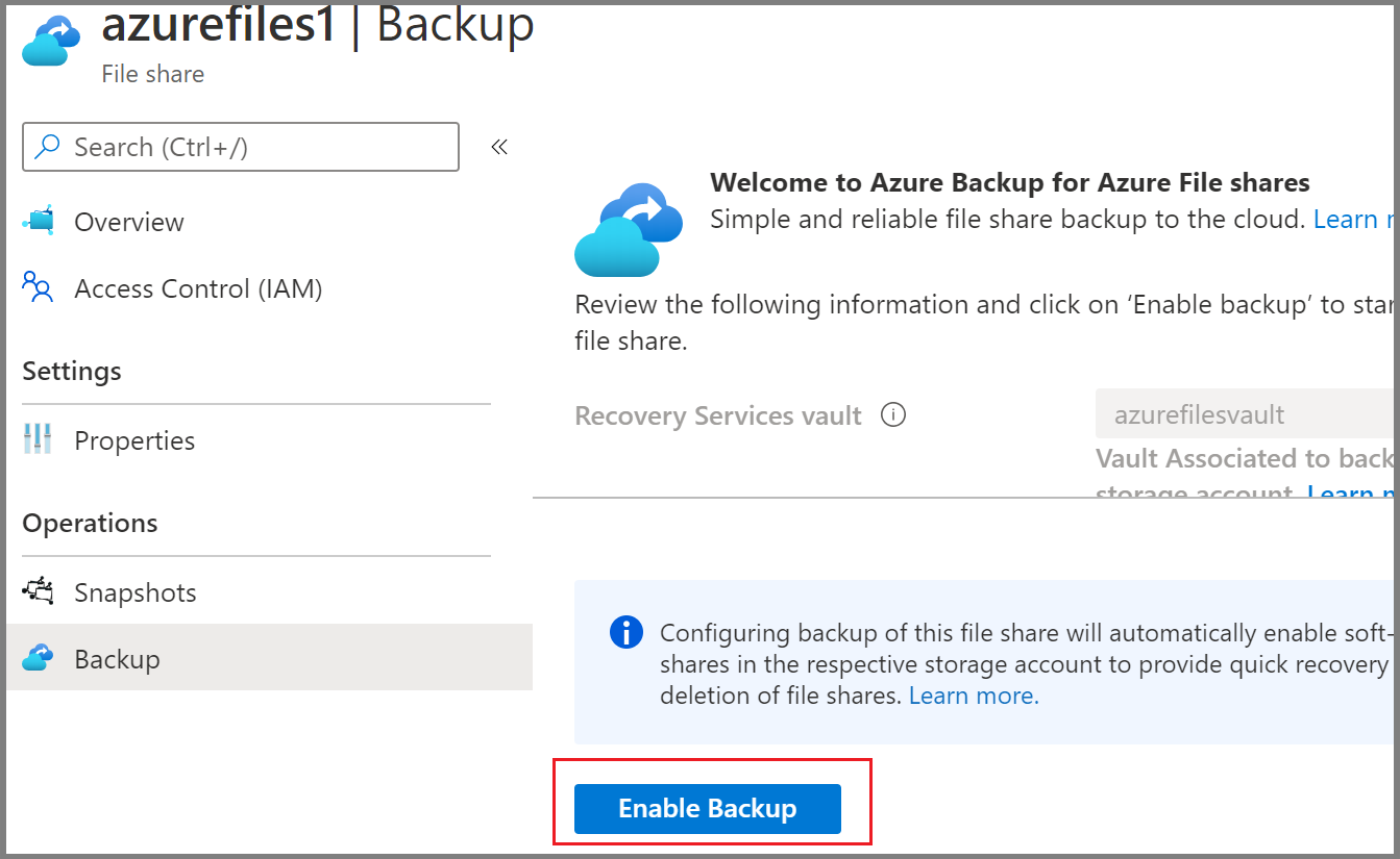 Select Enable backup