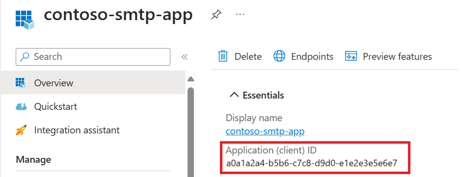 Screenshot that shows finding the Microsoft Entra Application ID.