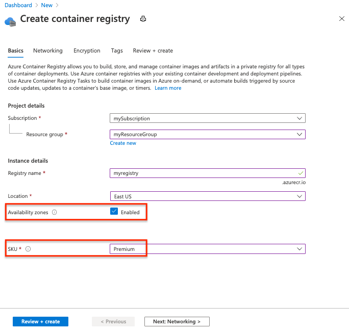 Enable zone redundancy in Azure portal