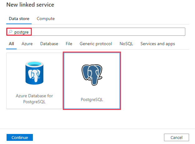 Select the PostgreSQL connector.