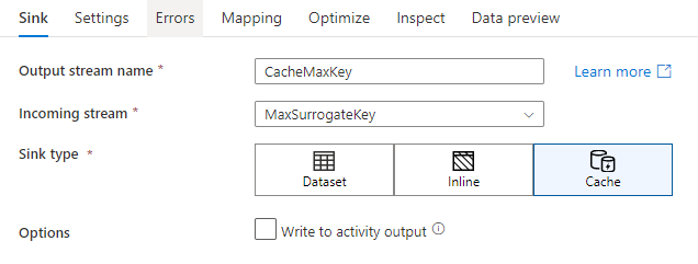 Select cache sink