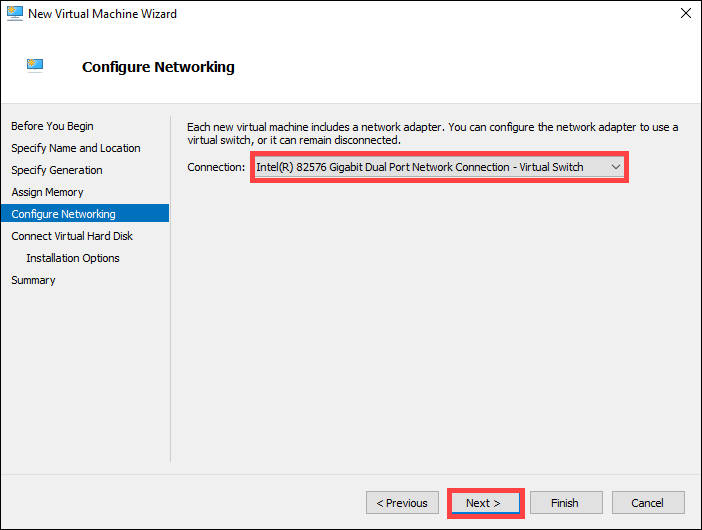 Configure networking page