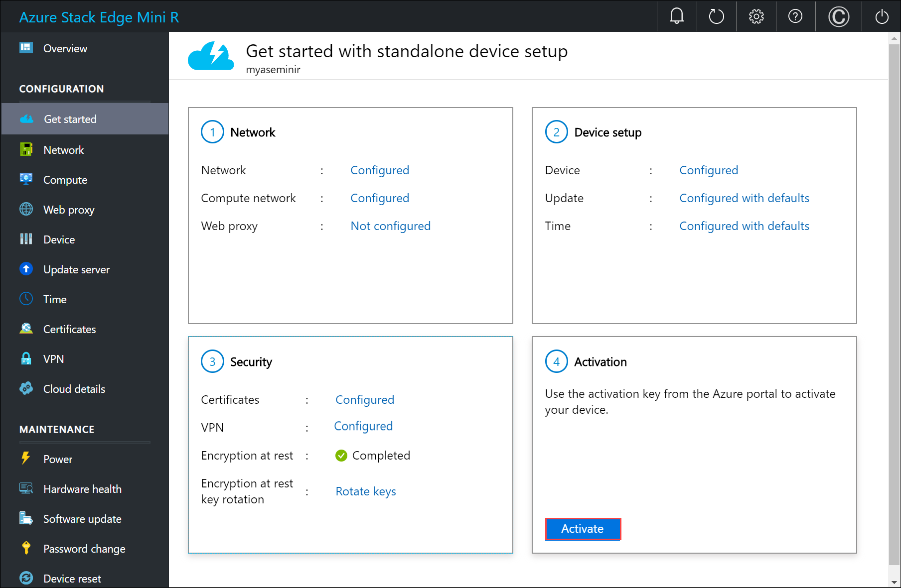 Local web UI "Cloud details" page 1