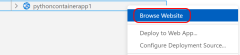 A screenshot showing how to browse an App Service in VS Code.