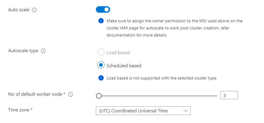 Screenshot showing autoscale service configuration.