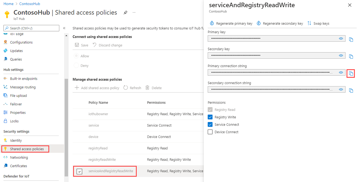 Screen capture that shows how to retrieve the connection string