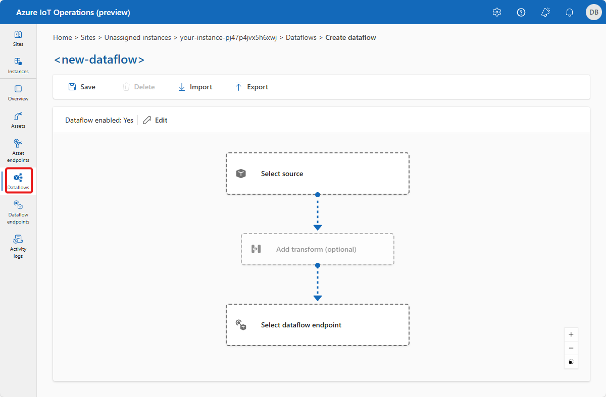 Screenshot of the Dataflows page.