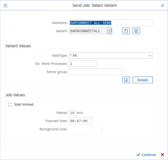 SMTP schedule job variant