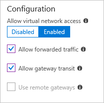 Hub to spoke peering configuration