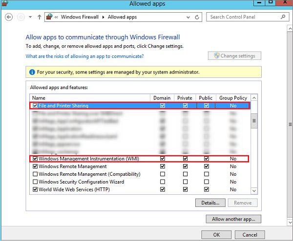 Firewall settings