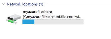 Screenshot showing that the Azure file share is now mounted.