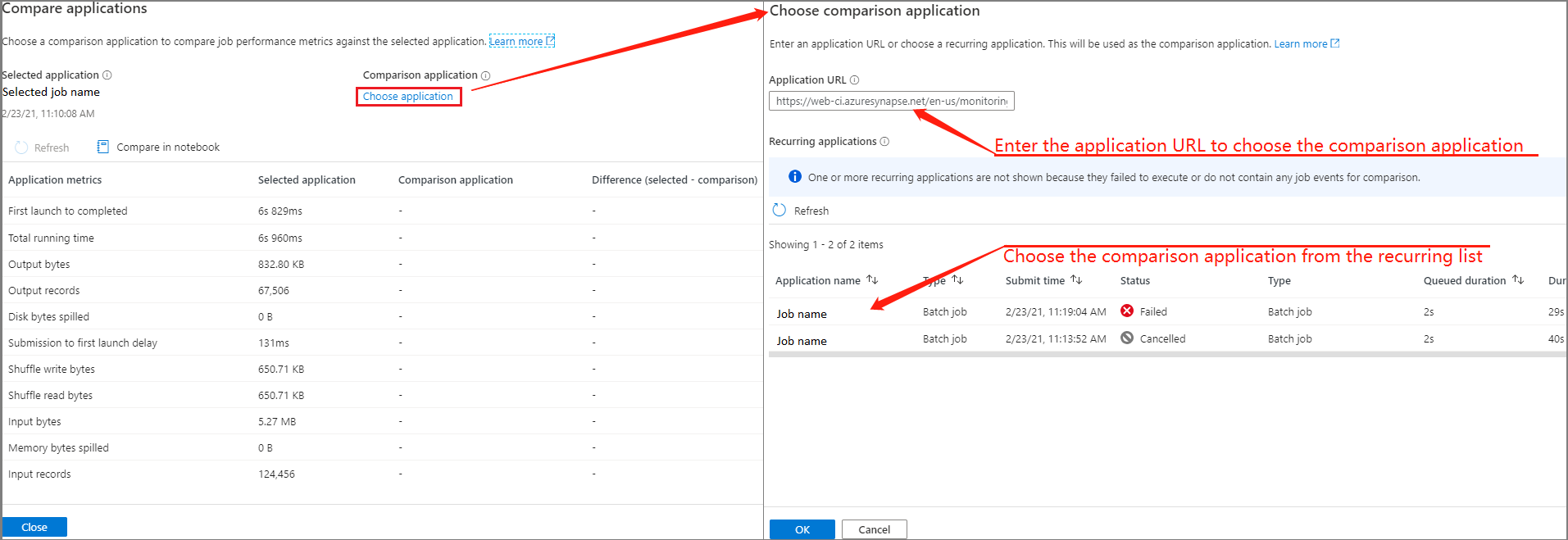 Screenshot of choose comparison application.