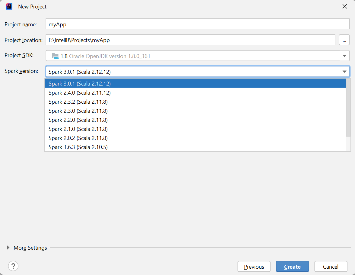 Selecting the Apache Spark SDK