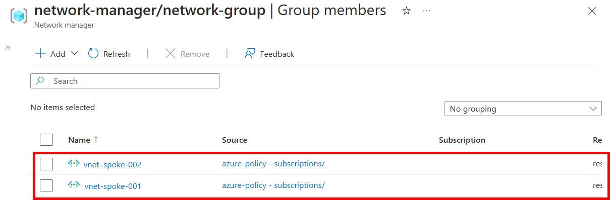 Screenshot that shows a list of group members.