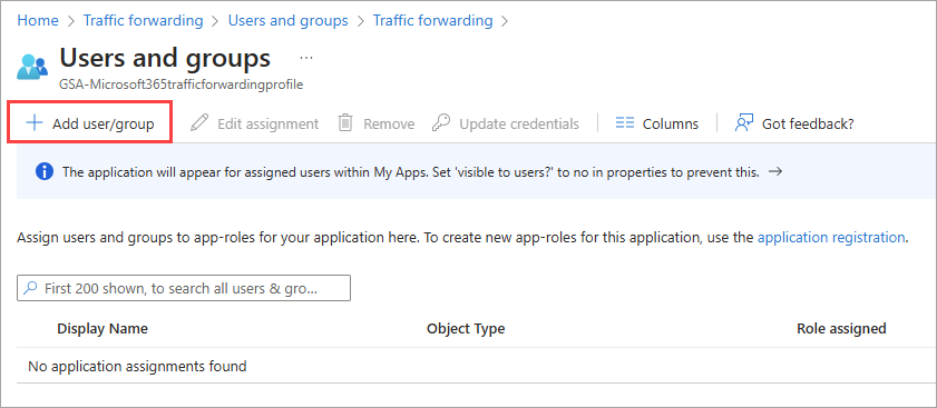 Screenshot of the users and groups page with the Add user/group button highlighted.