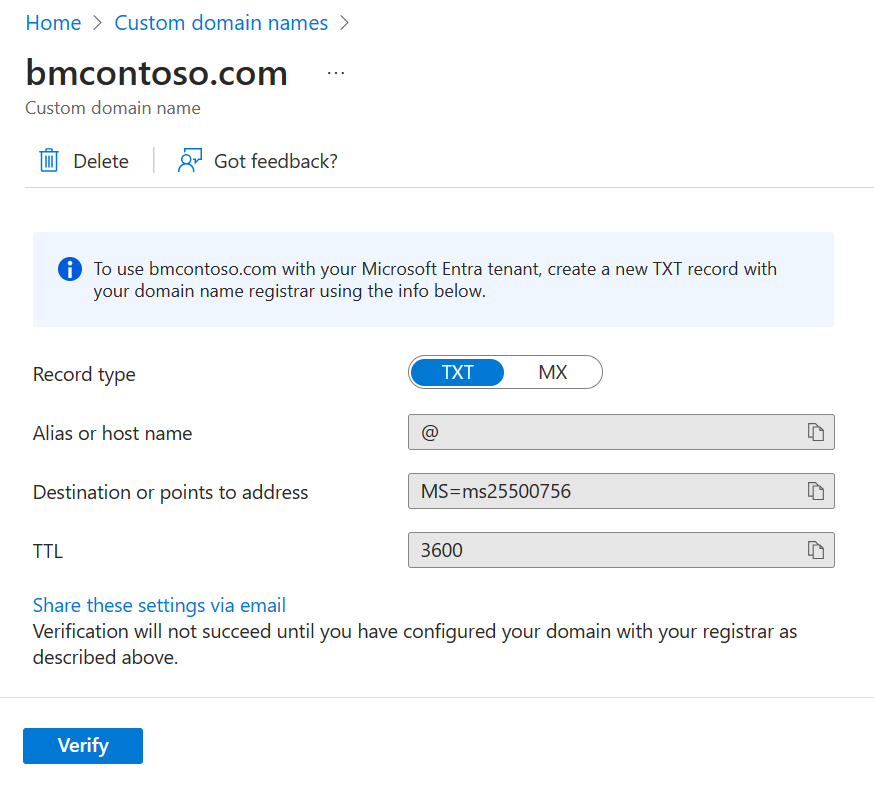 Screenshot that shows where you get TXT or MX information.