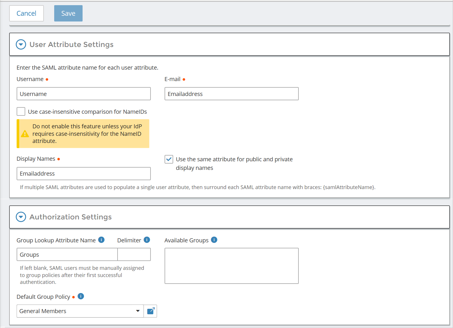 Screenshot shows the User Provision Settings where you can configure user values.