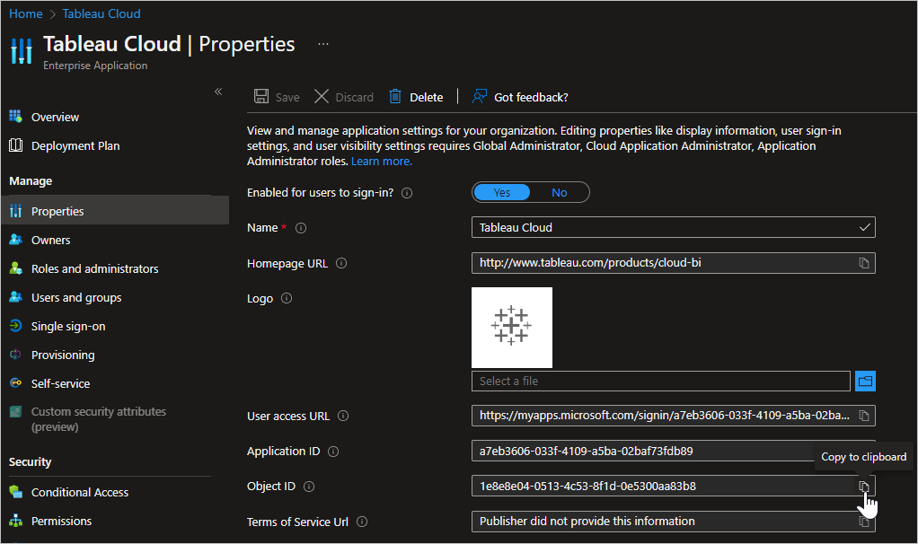 Screenshot of Tableau Cloud app.