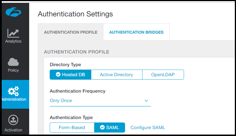 Zscaler Two Authentication Settings