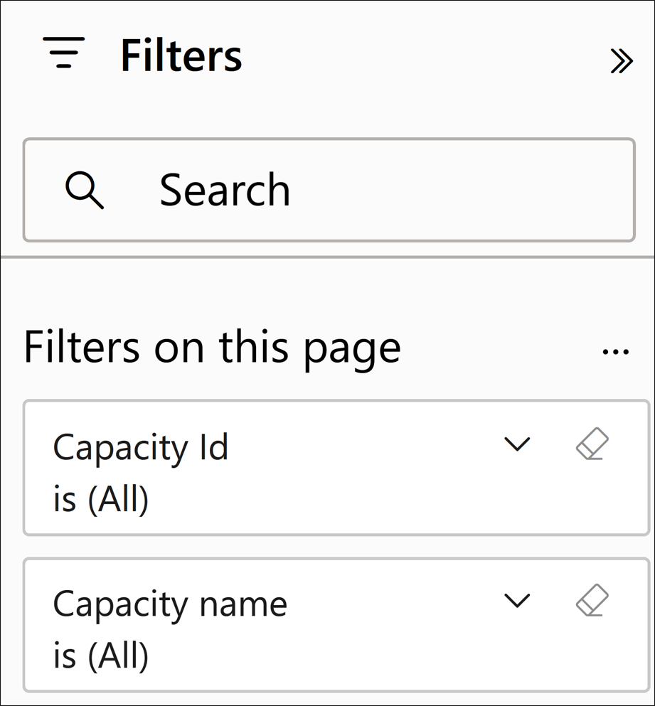 Screenshot of the filter pane.