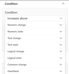 Screenshot of using data activator condition types.