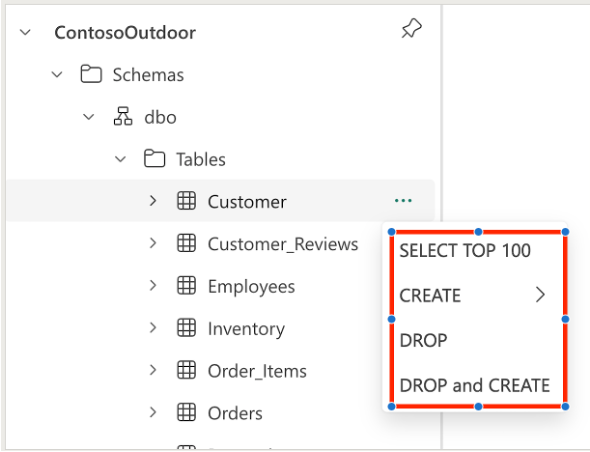 Screenshot of showing the t-sql code template.