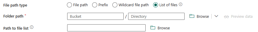 Screenshot showing how to configure List of files.