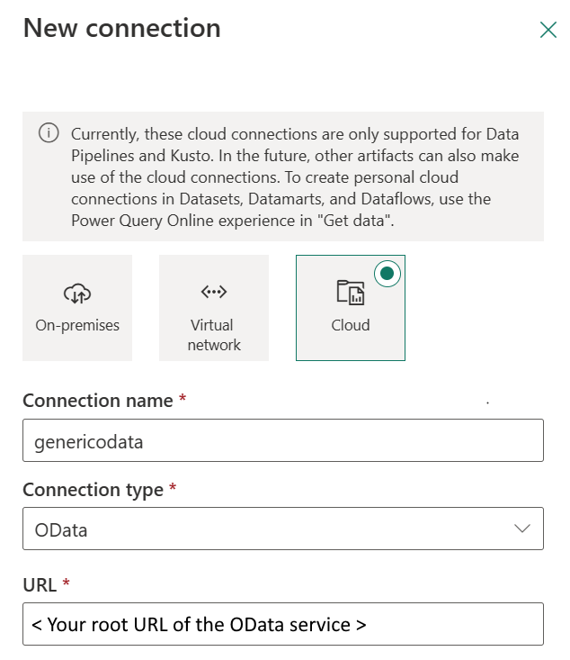 Screenshot showing how to set a new connection.