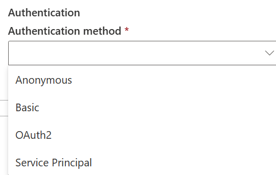 Screenshot showing the authentication methods of REST.