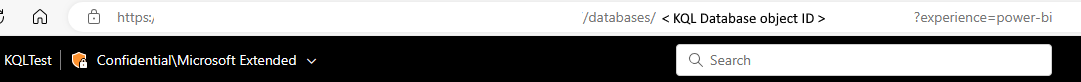 Screenshot showing the KQL Database object ID.
