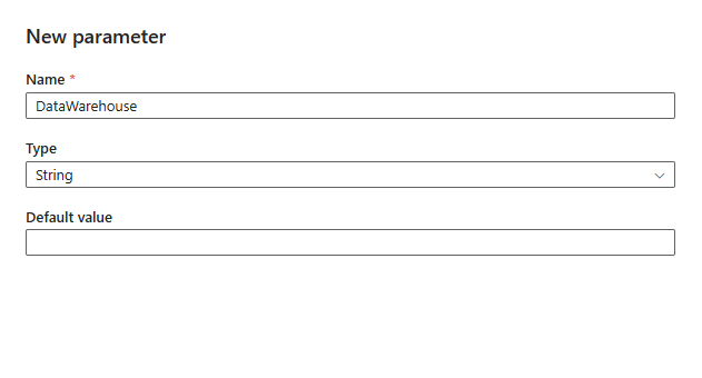 Screenshot shows creating a new parameter.