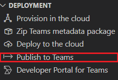 Screenshot for the publish to Teams.