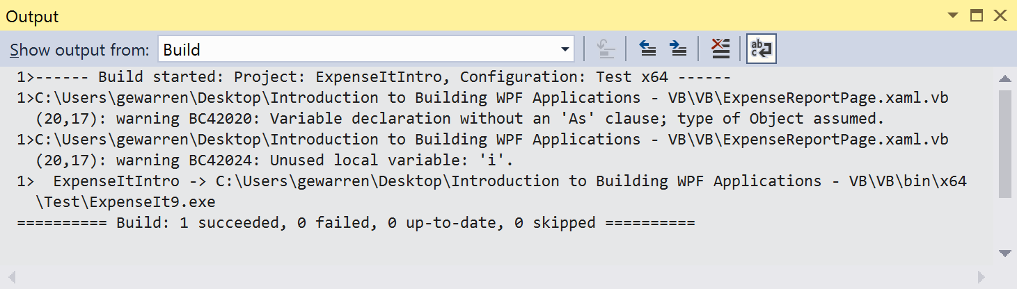 Output Window Visual Basic