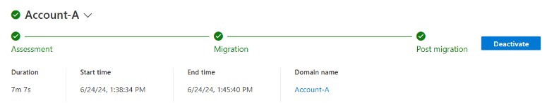 Screenshot of option to deactivate a merged account.