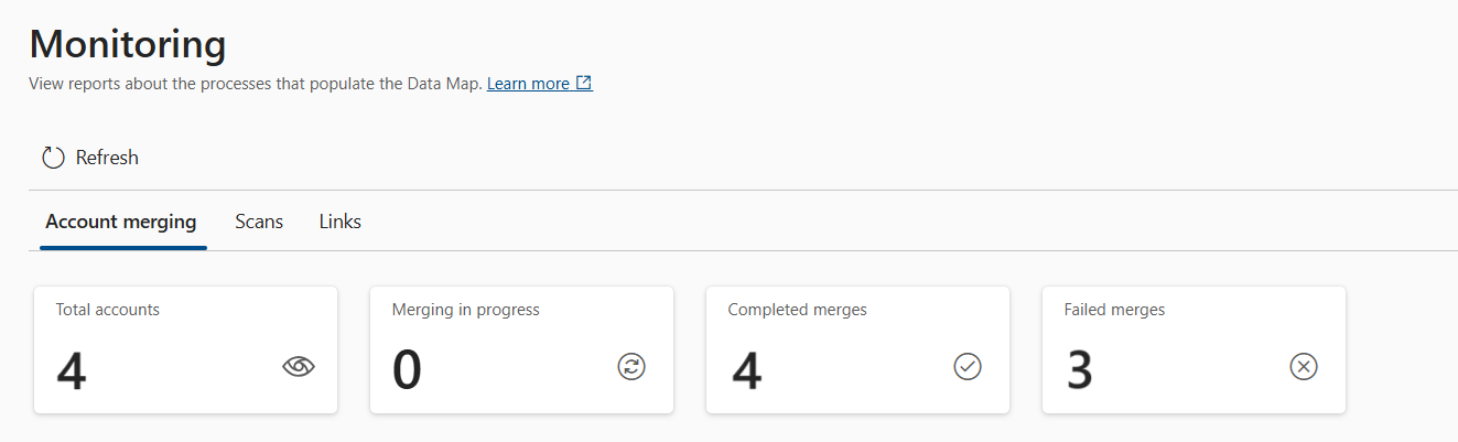 Screenshot of the merge statistics in the monitoring page.