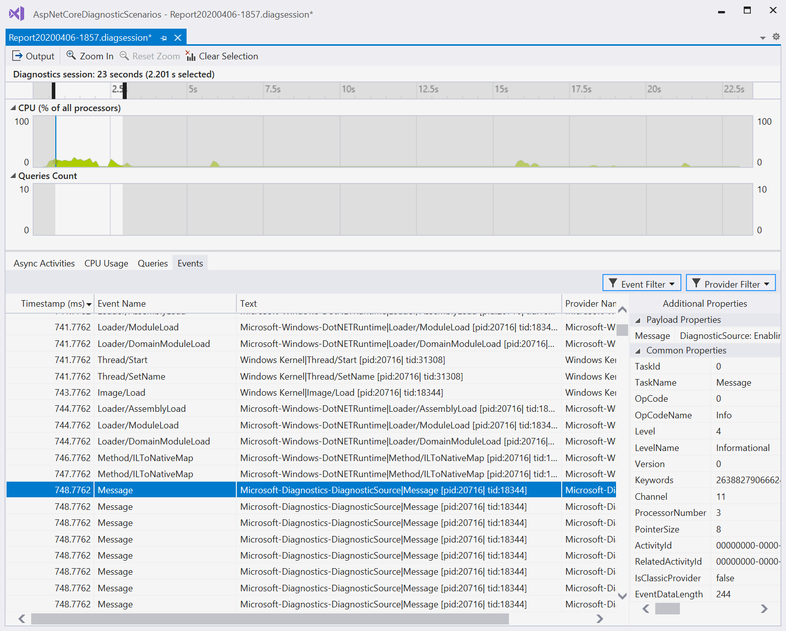 Diag Hub Time Filtering