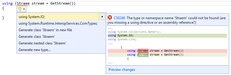 C# Add Using command