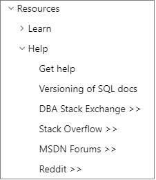 Screenshot showing double-chevron table of contents navigation markers.