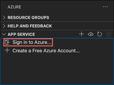 Screensnot of the Sign in to Azure option.