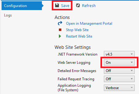 Enable web server logging