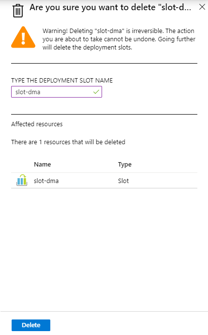 Delete the deployment slot in the Azure portal.