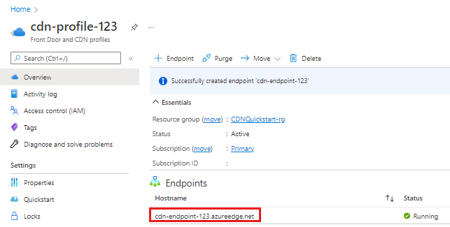 Screenshot of Content Delivery Network endpoint.