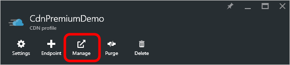 CDN profile blade manage button