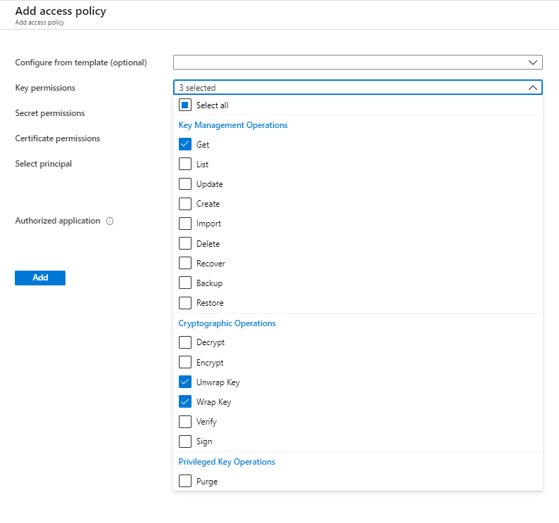 Screenshot showing how to enable Data Factory Access to Key Vault.