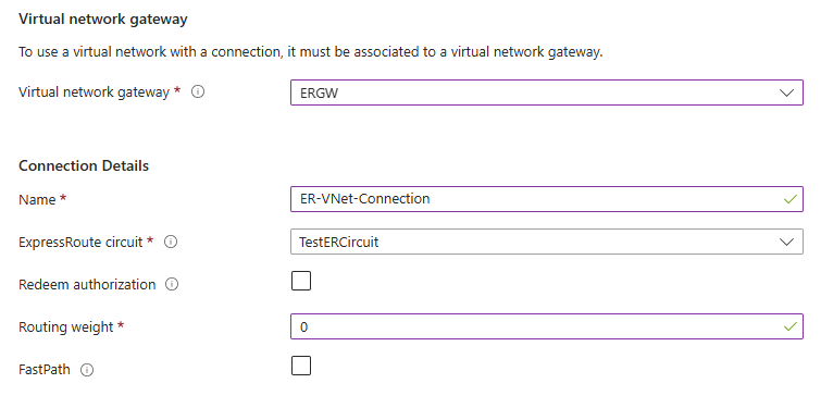 Screenshot of FastPath checkbox in add a connection page.