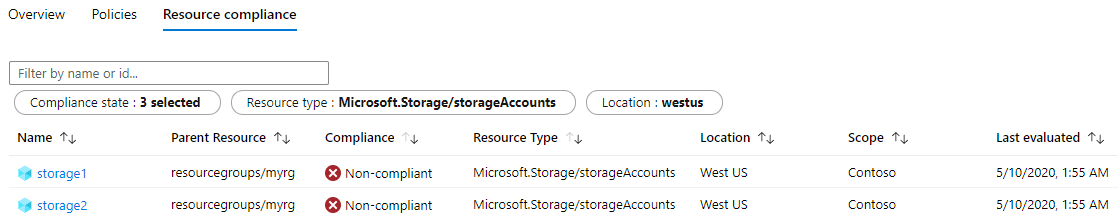 Screenshot of resource compliance to the Boundary Protection control of the NIST SP 800-53 R4 built-in definition.