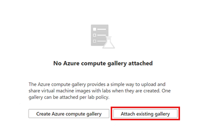Screenshot of the Attach existing gallery button.