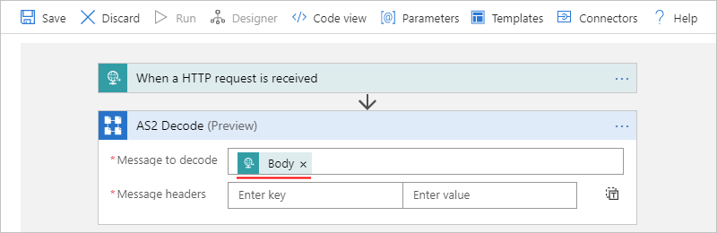 Screenshot showing multi-tenant designer with resolved "Body" property output.